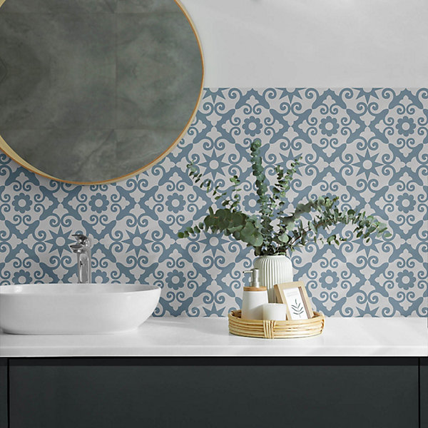 Panneau Mural TV Wallfluent 120x60 cm Motif Floral Géométrique 1 pièce