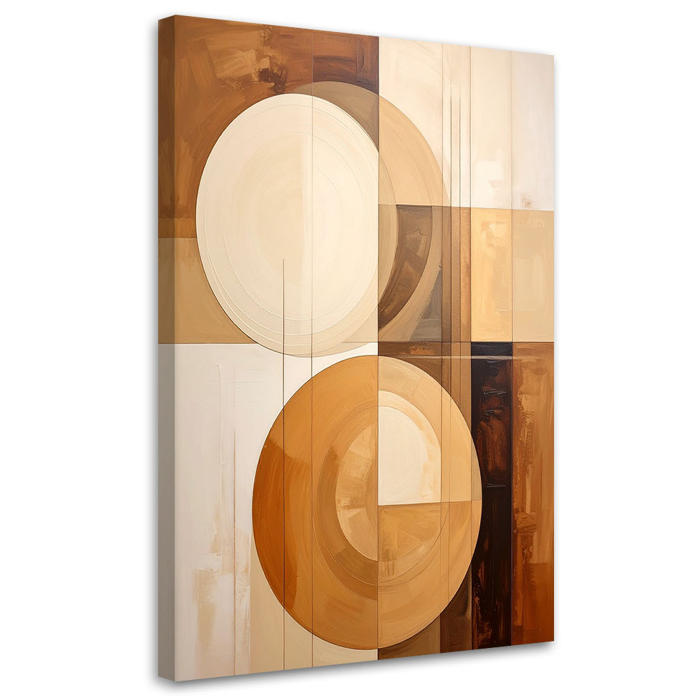 Obraz do salonu sypialni kuchni, Geometryczne koła w odcieniach beżu 20x30