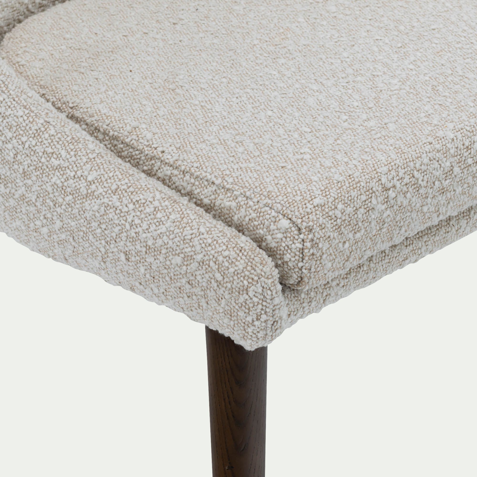 ABBY - Chaise de repas en tissu bouclette rasé - blanc écru