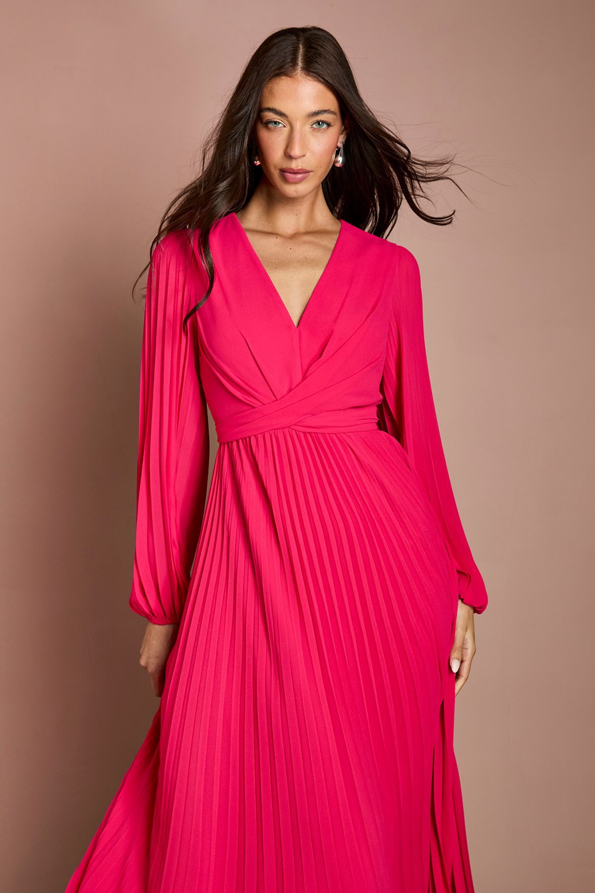 Coast Pleated Wrap Front Dress