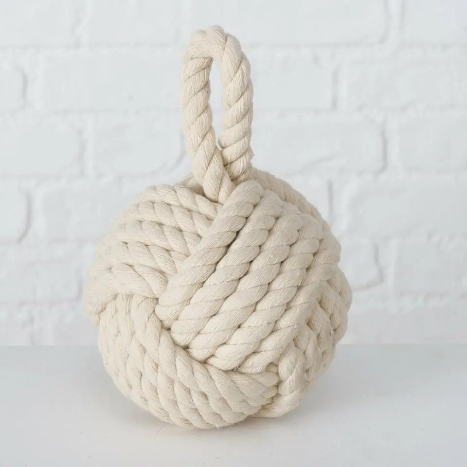 Boltze deurstopper knoop - 1.5 kilo - creme - jute - 23 x 15 cm