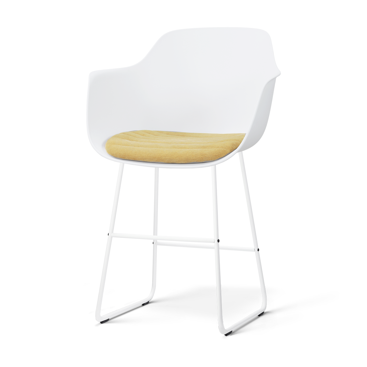 Nolon Nino-Liz barkruk wit met warm oker zitkussen - wit onderstel - 65 cm