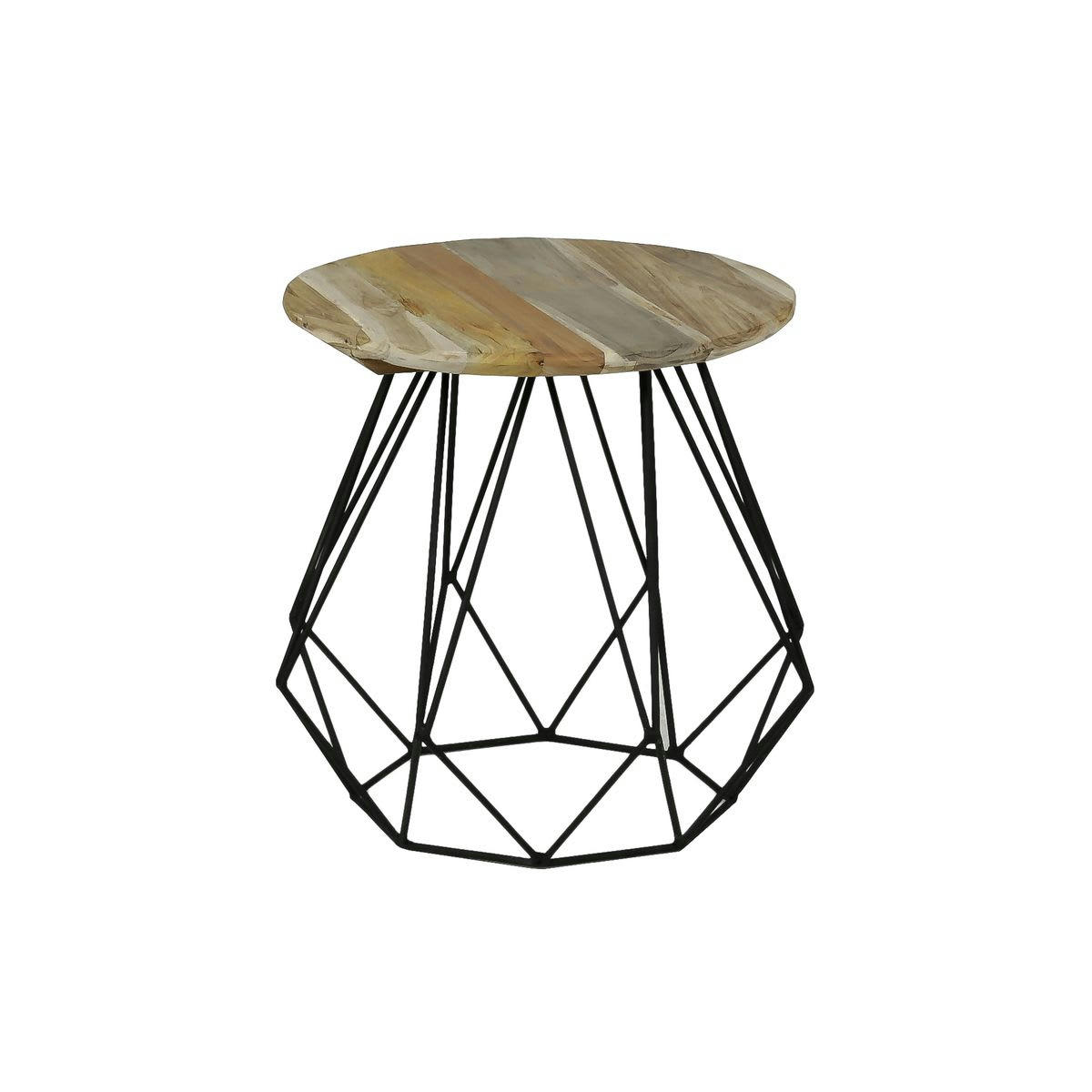 NOLDOR - Bout de canapé métal et teck