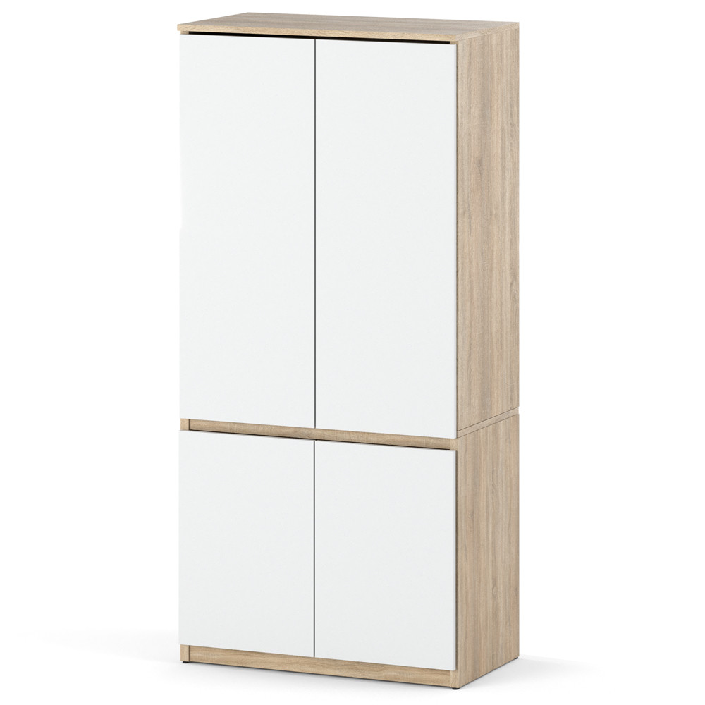 Szafa garderoba z półkami drążkiem 80cm dąb sonoma biały mat