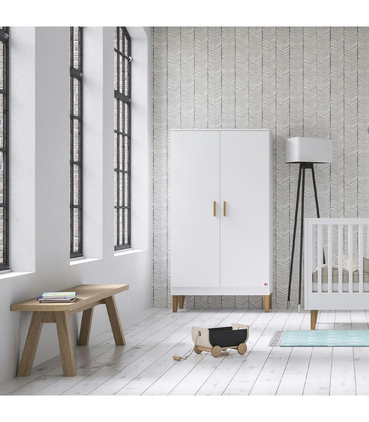 LOUNGE - Armoire 2 Portes avec 2 Étagères et 1 Penderie L100 x H186 cm