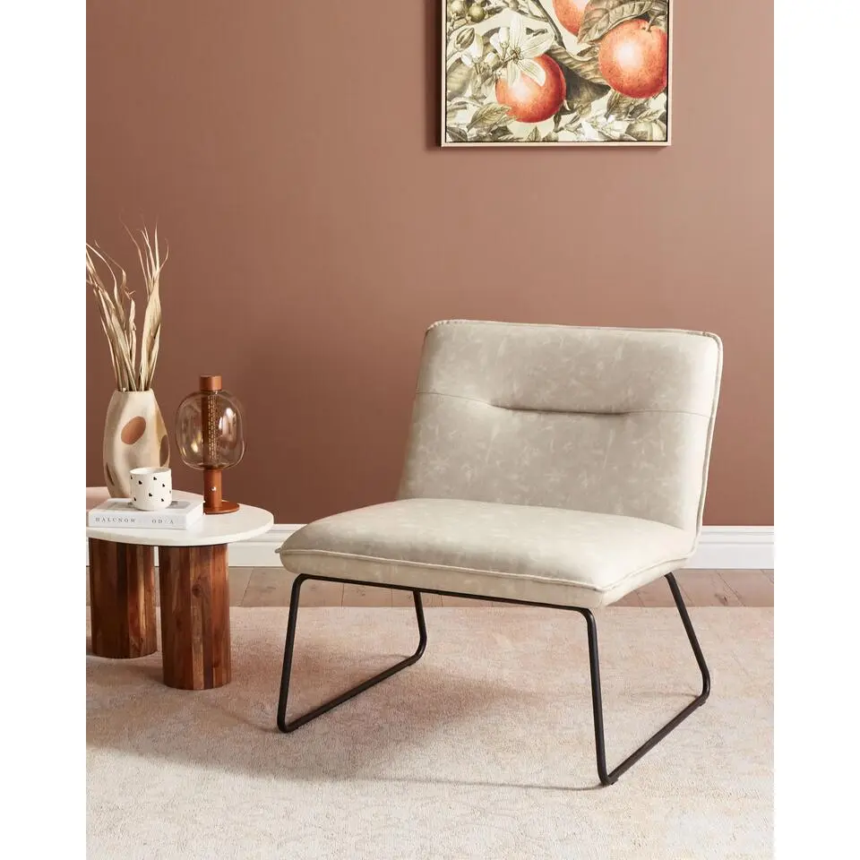COTULLA - Fauteuil - Lichtbeige - Kunstleer