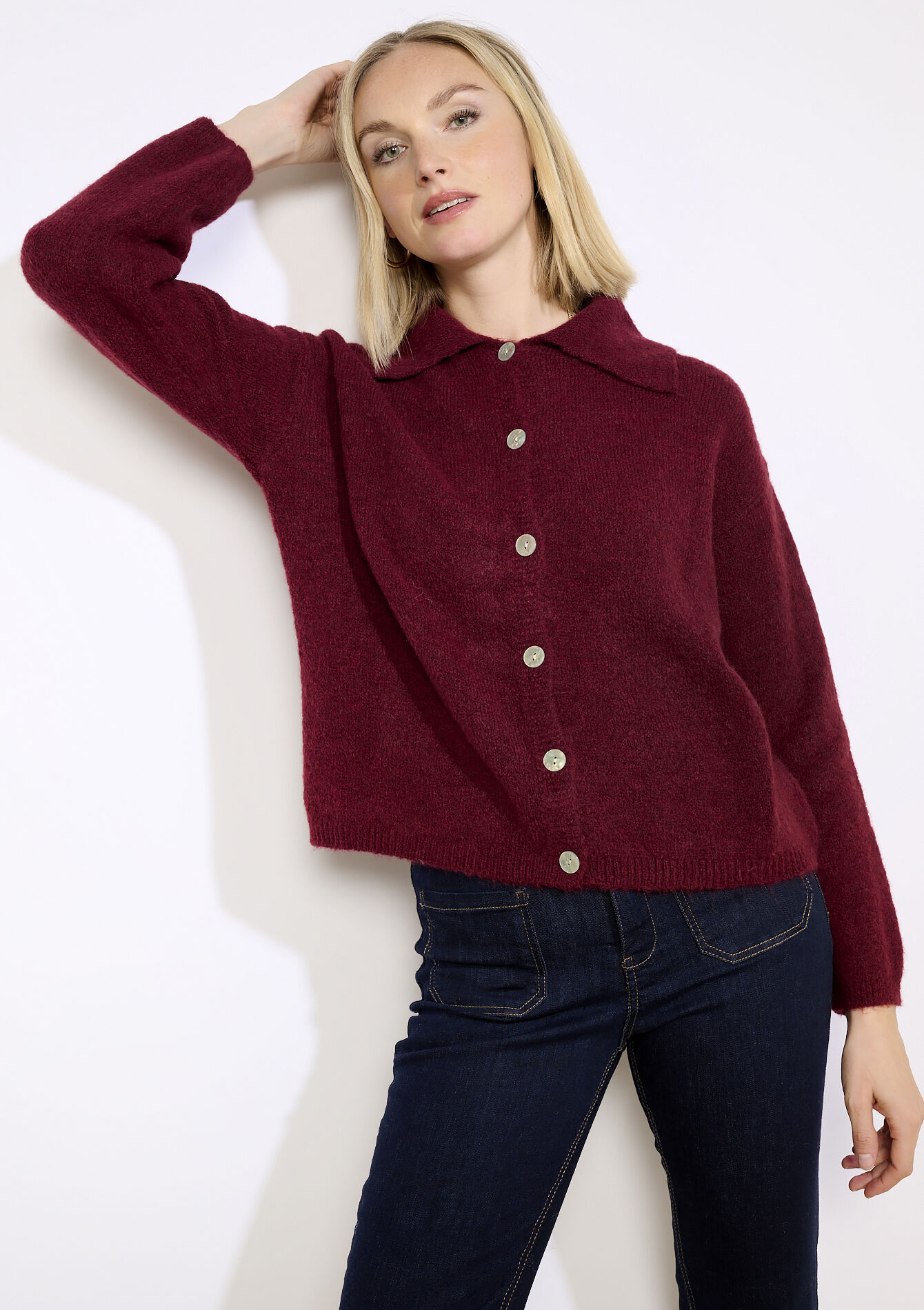 Gebreid vest met polokraag