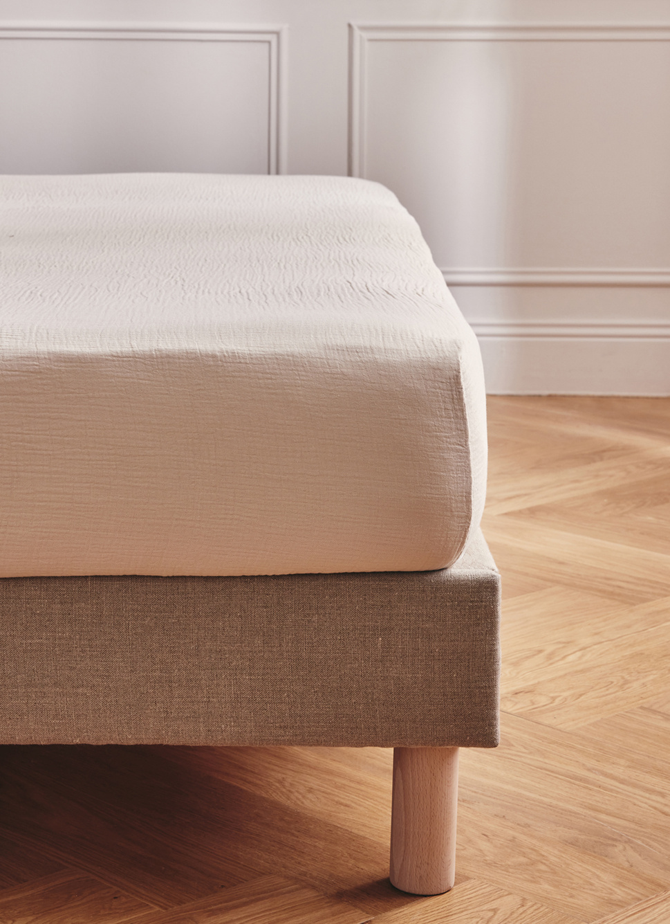 DRAP HOUSSE EN DOUBLE GAZE SABLE