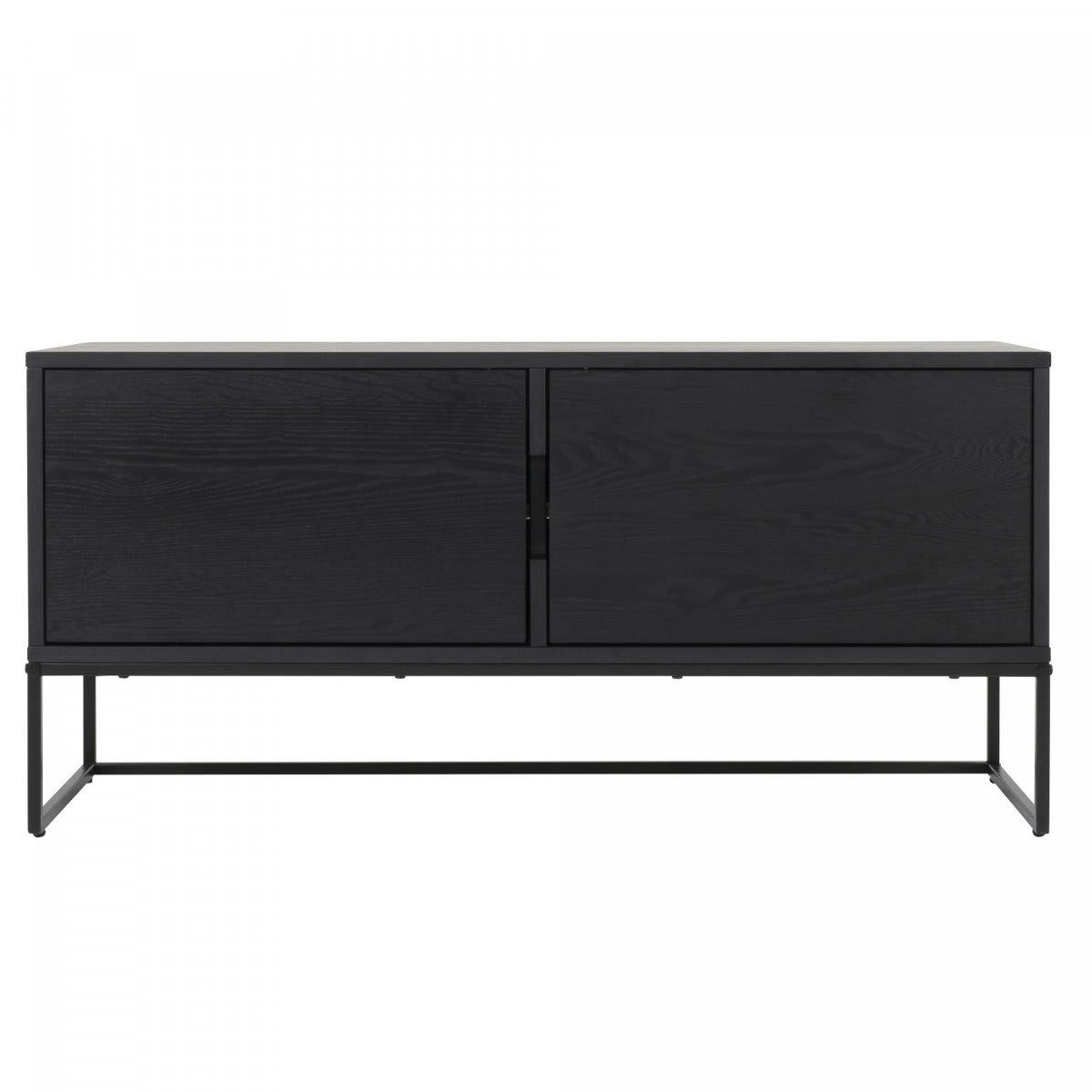 LOGO - Meuble TV 118cm en métal et bois noir