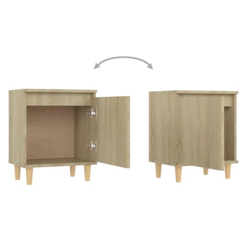 NNEVL Bed Cabinets with Solid Wood Legs 2 pcs Sonoma Oak 40x30x50 cm