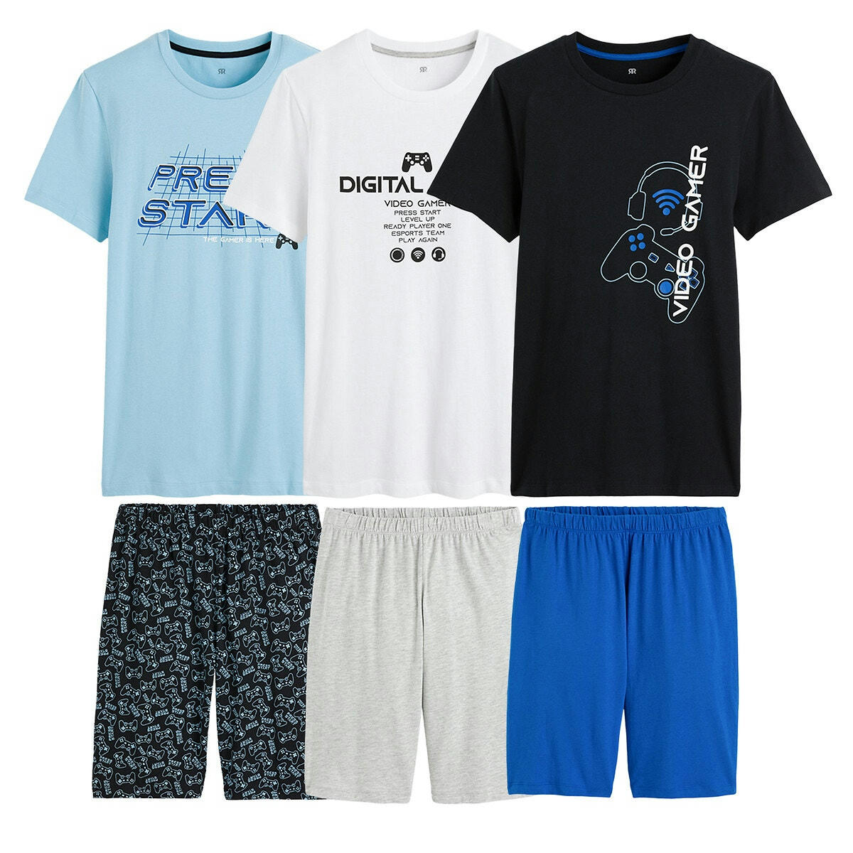 Lot de 3 pyjashorts en coton imprimés jeux vidéos