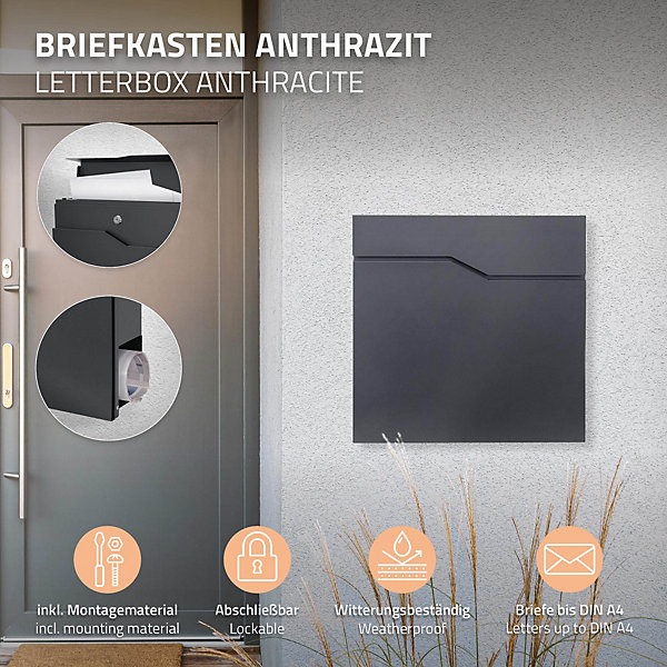Boîte aux lettres sur pied anthracite boîte postale en acier moderne 37x37x11 cm