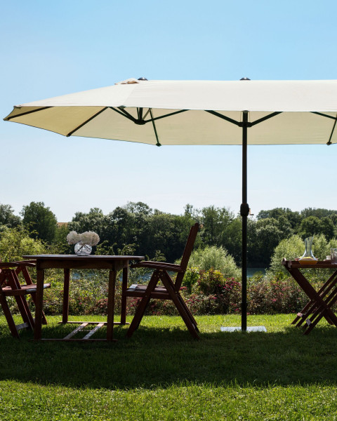Parasol ogrodowy podwójny 460x270 beżowoszary
