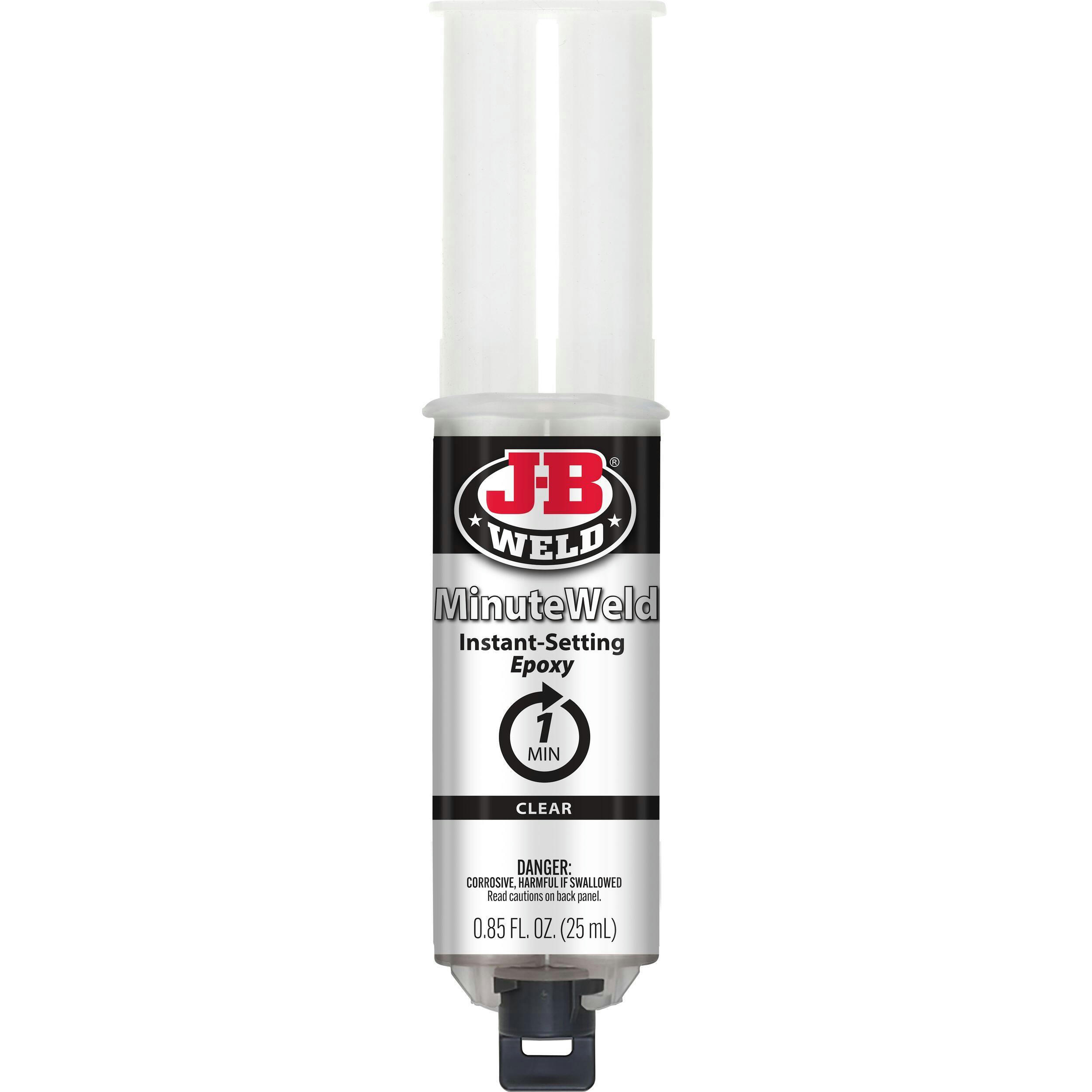 J-B Weld Minute Weld Instant Epoxy Syringe, 50101, Clear, 25-mL