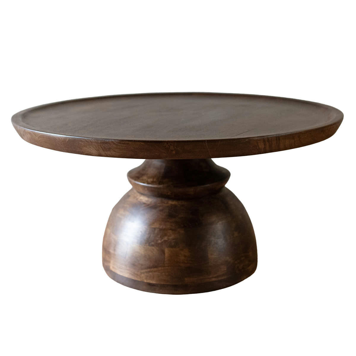 - Table basse ronde en manguier teinté