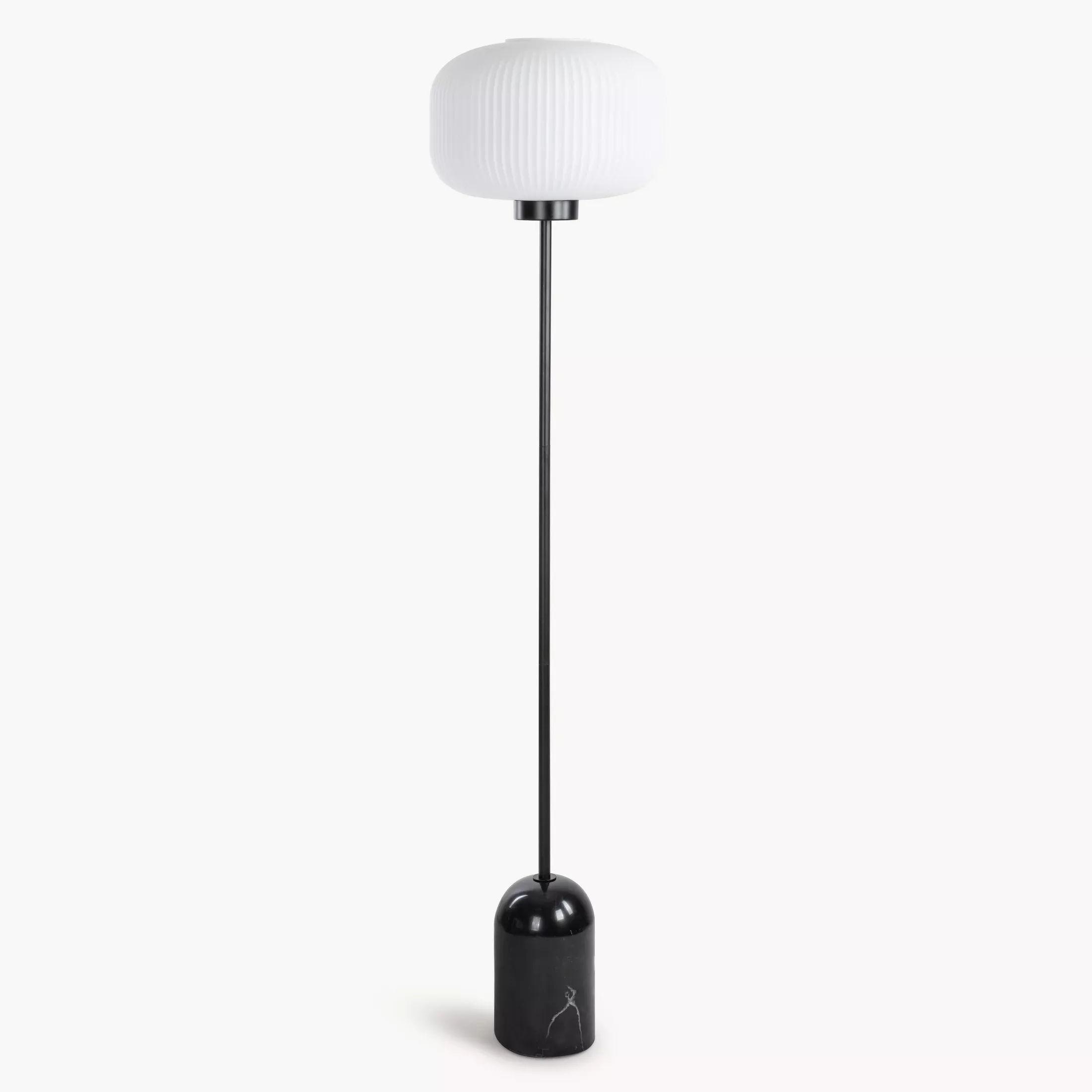 Lampa stojąca do pokoju czarno, biała LYLA o marmurkowej podstawie