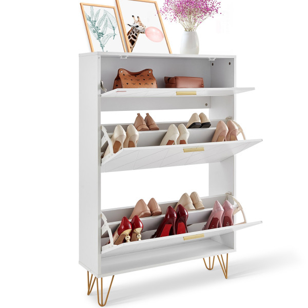 Szafka na buty otwierana uchylna komoda biała pojemna 80 cm