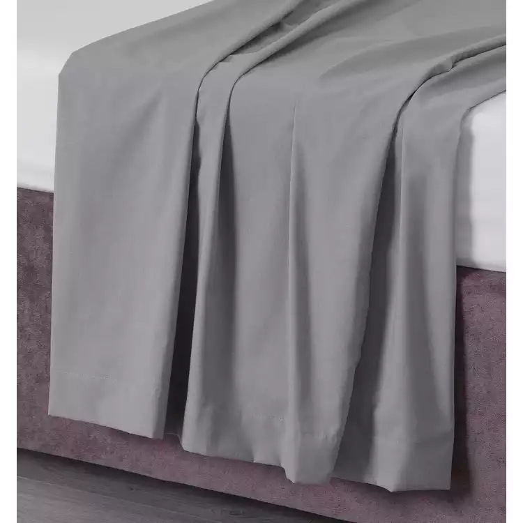 Habitat Easycare Plain Grey Flat Sheet - Single