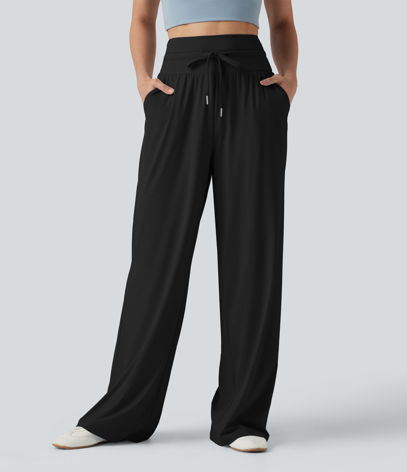 Pantalon large décontracté, taille haute, cordon de serrage, à effet frais InstantCool, avec poches, protection solaire UPF50