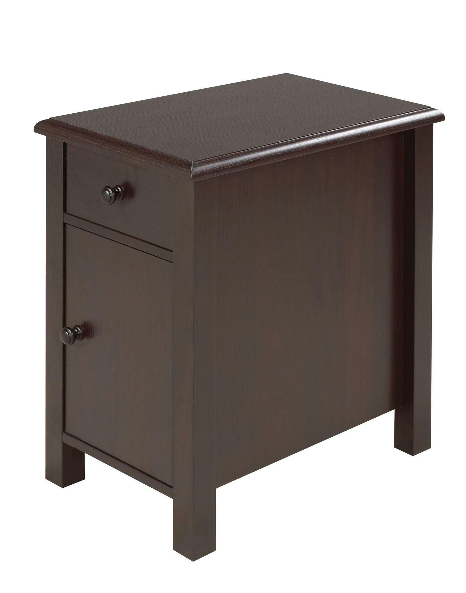 Brassex Slim Side Table with Storage, Dark Cherry