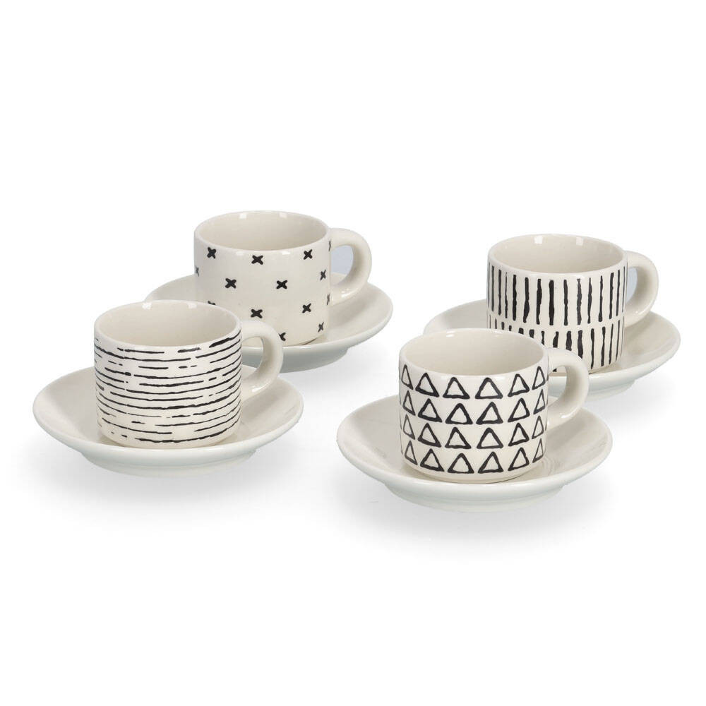 Zestaw filiżanek do espresso w geometryczne wzory, 70 ml