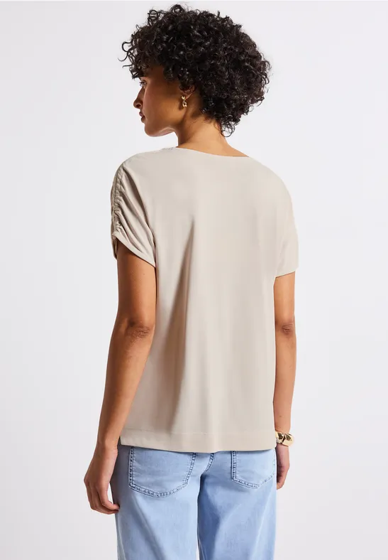 Silk-Look Shirt mit Raffung