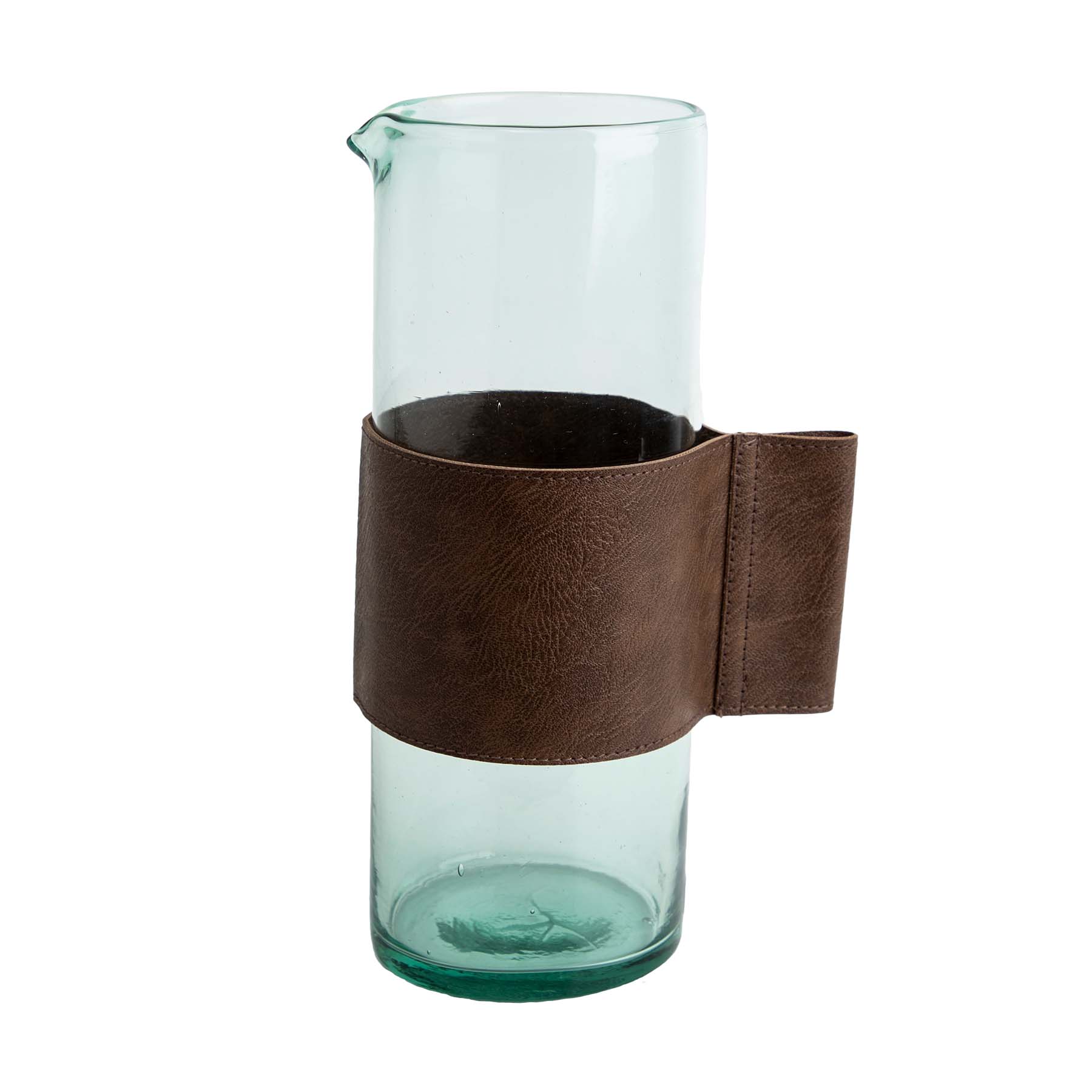 Return to Sender Karaf 1,2 liter- recycled glas met leren handvat