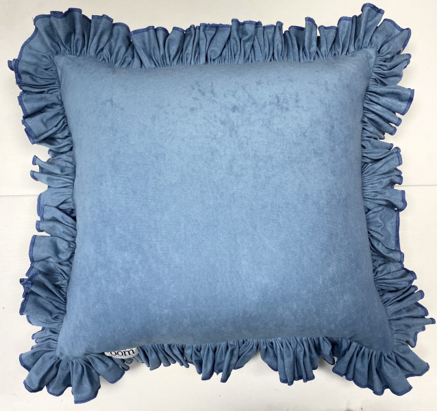 Poduszka Dekoracyjna Welurowa Z Ozdobną Falbanką Denim 50X50