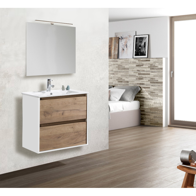 Meuble sous plan Melanie chêne et blanc 80 cm THYS