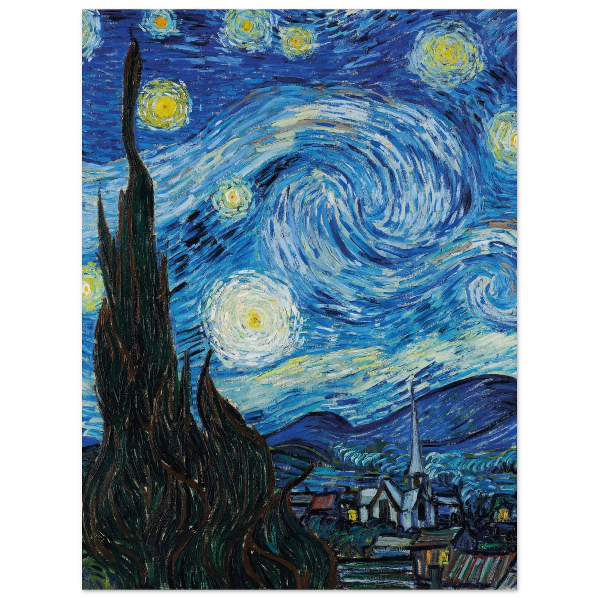 Artfulprints Poster Vincent van Gogh - Starry night  - 30x40 cm - Blauw