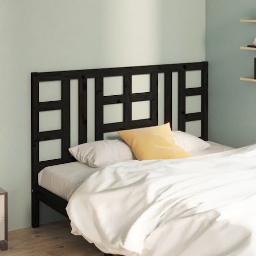 NNEVL Bed Headboard Black 156x4x100 cm Solid Wood Pine
