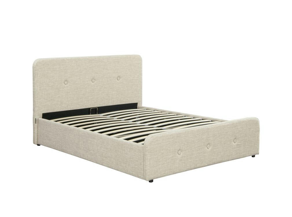 BELLY - Cadre de lit tissu, tête de lit, sommier, coffre - Beige -140x190cm