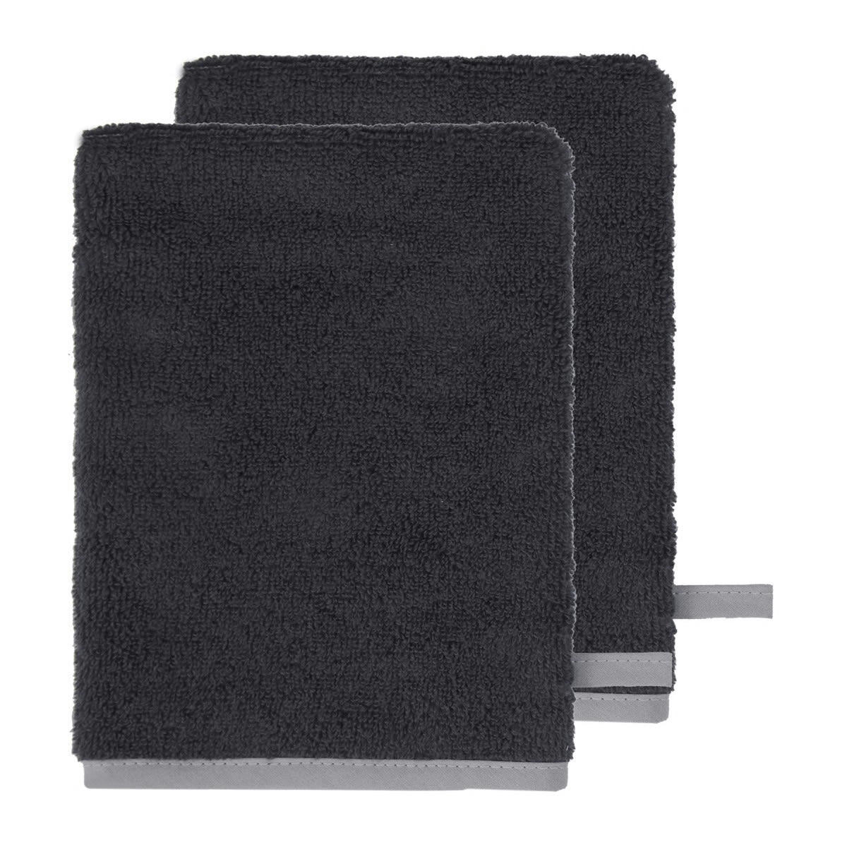RAMATUELLE - Lot de 2 gants en éponge zéro twist  anthracite 16x22 cm
