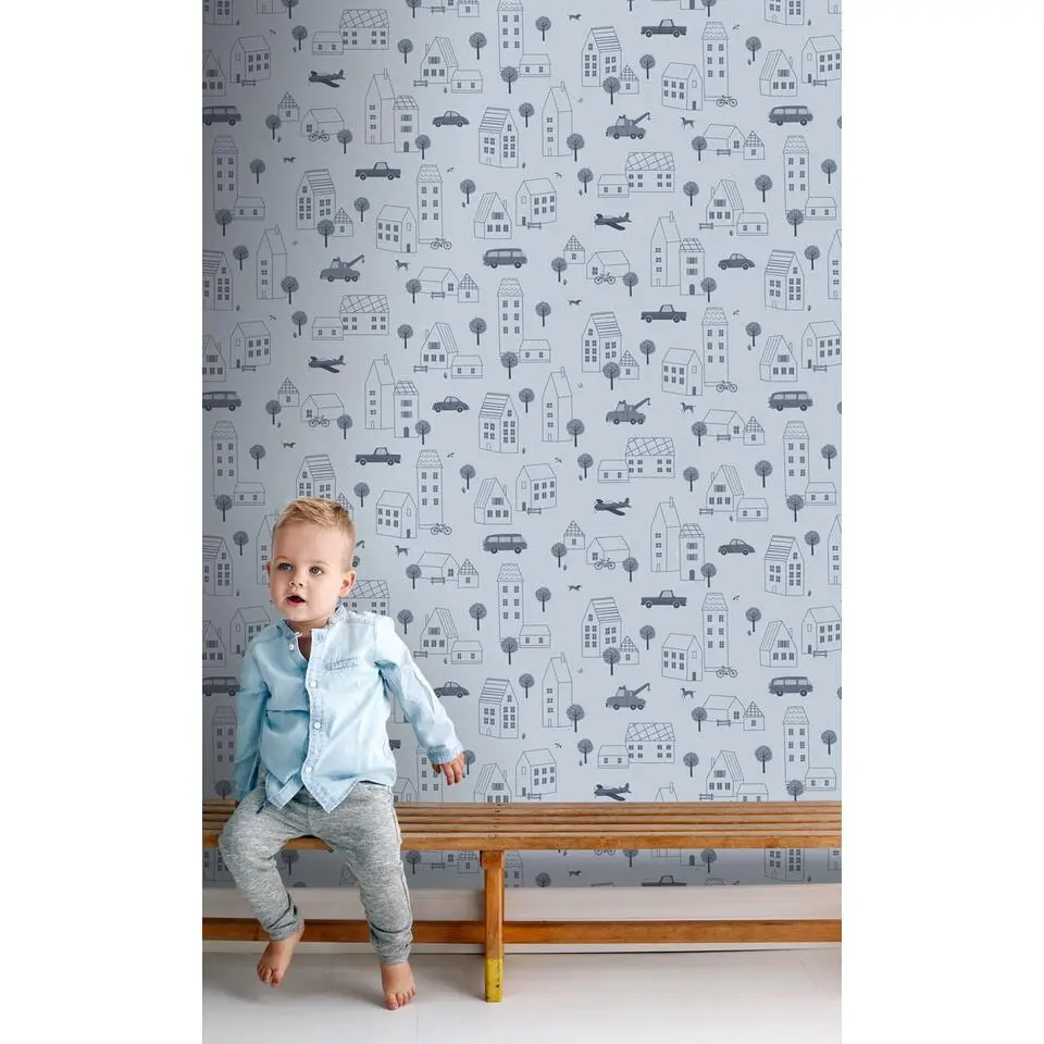 ESTAhome behang voertuigen blauw - 50 x 900 cm