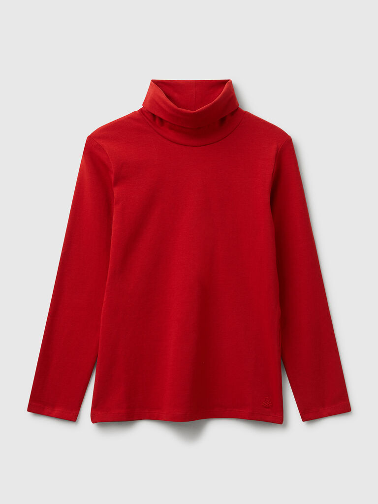 Stretch t-shirt with high neck