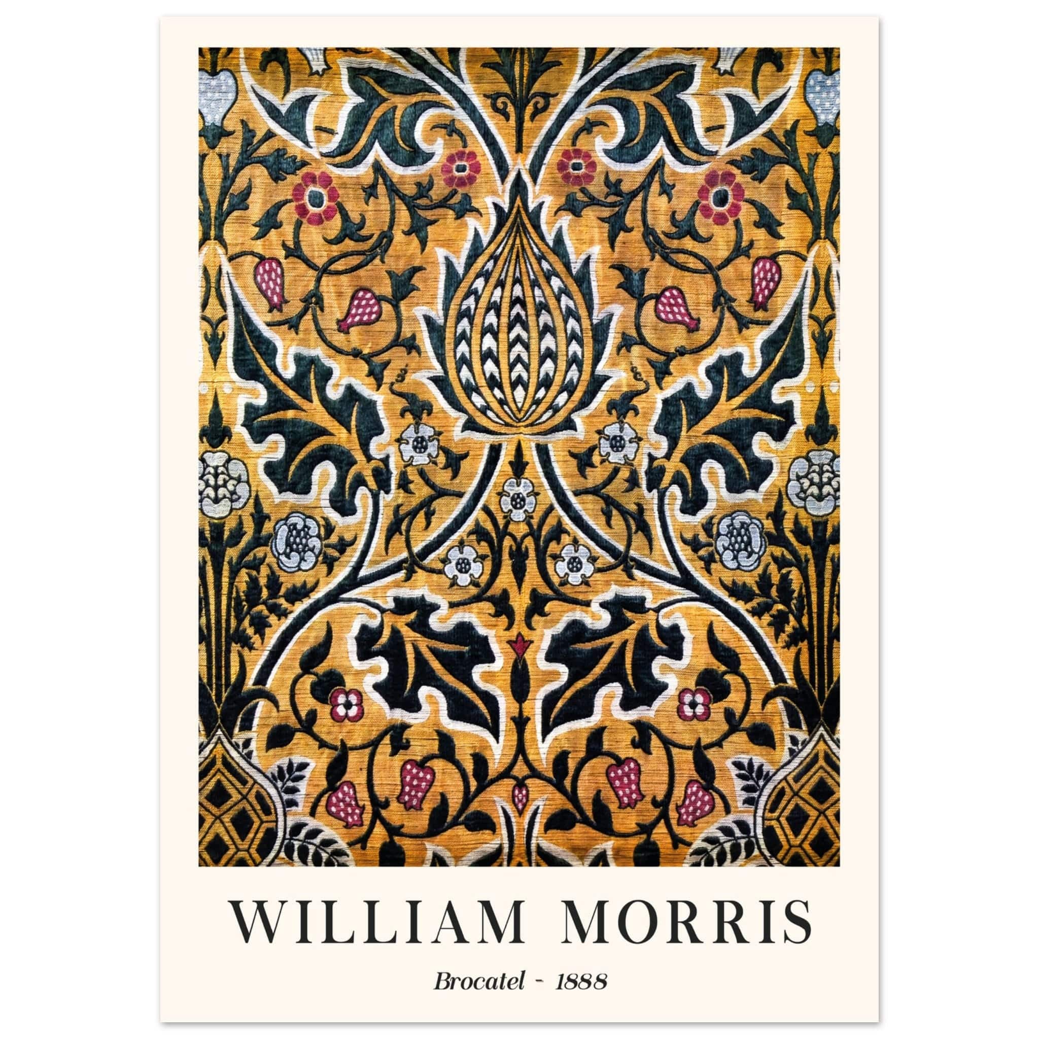 Artfulprints Poster William Morris - Brocatel 1888  - 50x70 cm - Goud