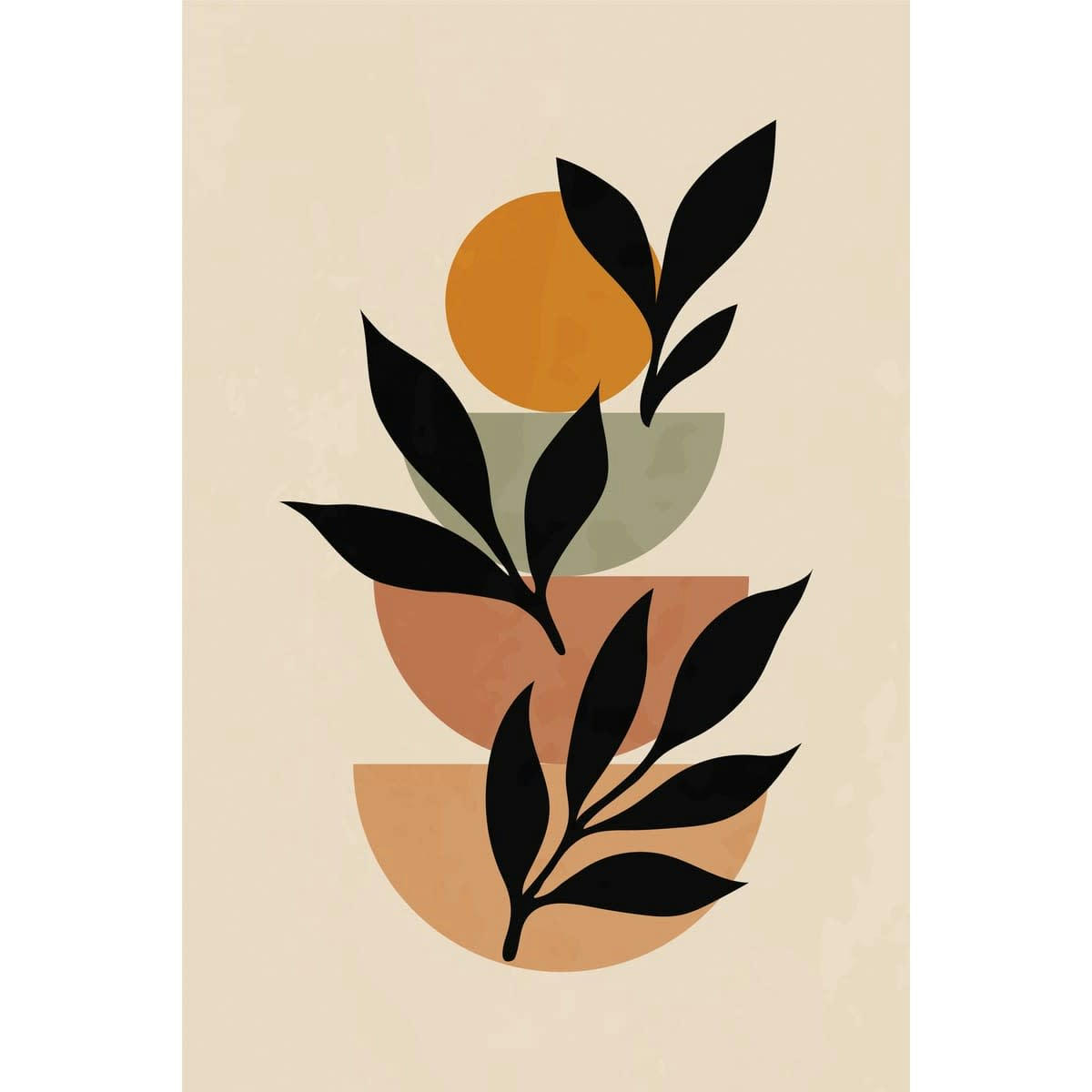 ILLUSTRATION - Tableau sur toile feuillage noir 30x45 cm