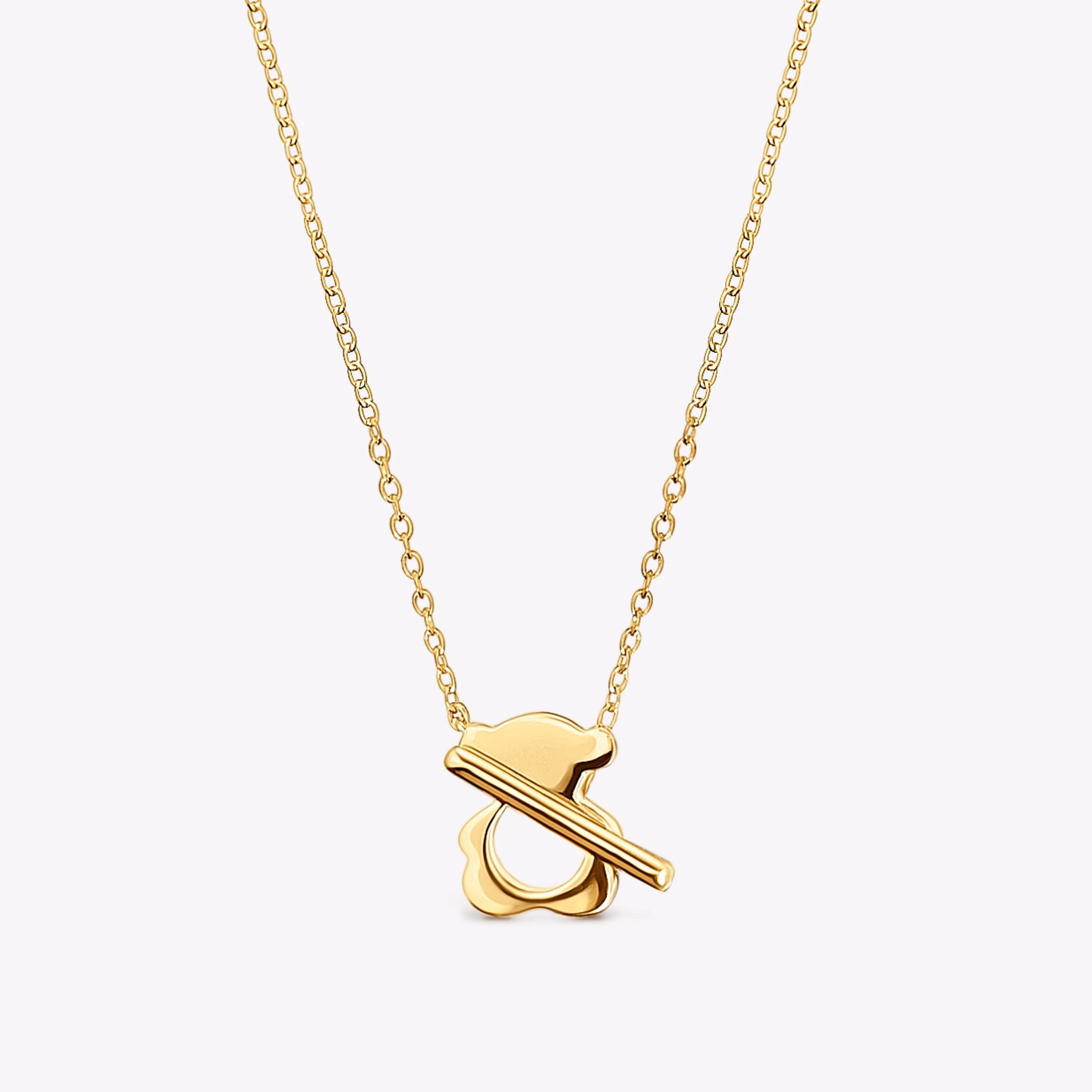 Collar corto de oro y oso I-Bear