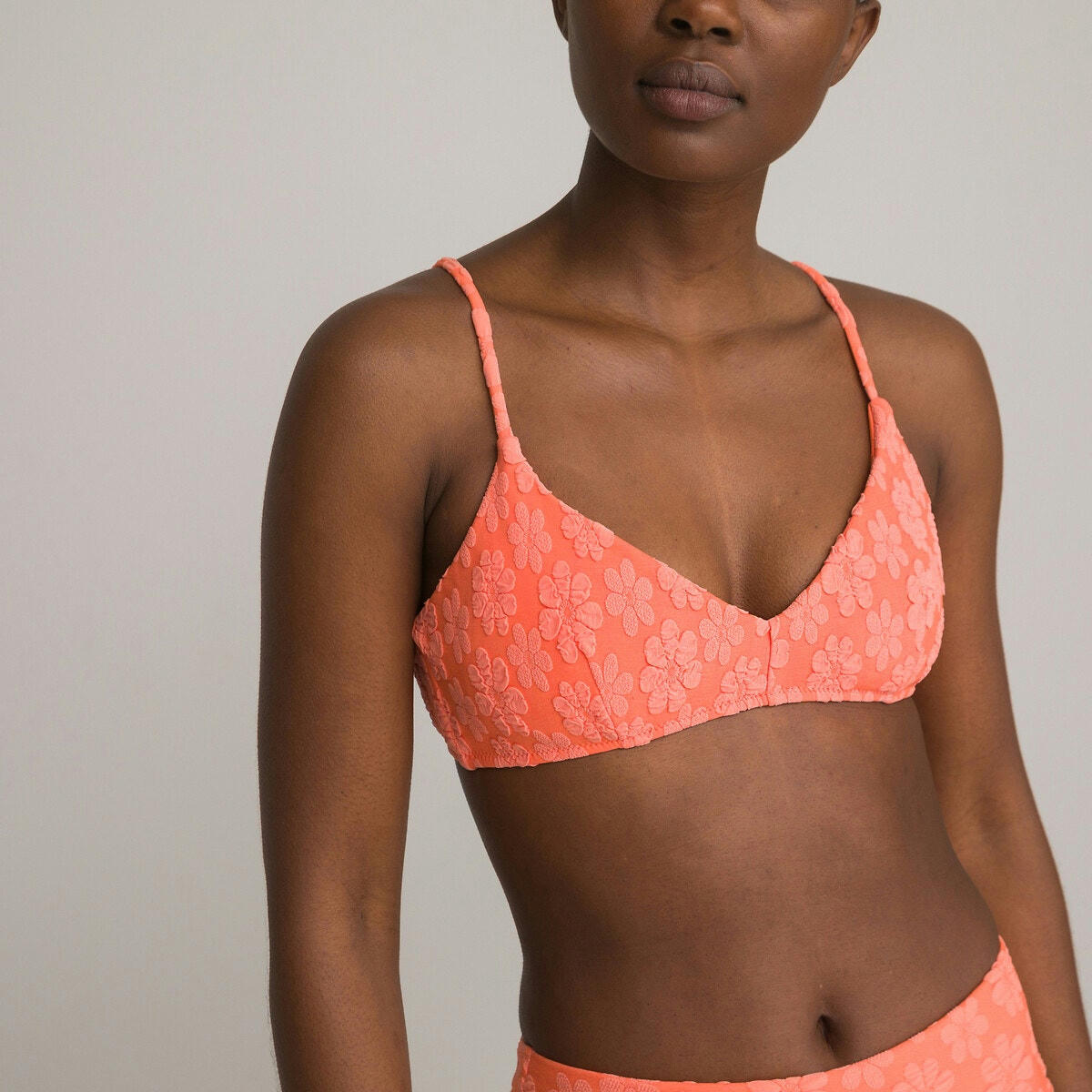 Haut de maillot de bain triangle, maille éponge
