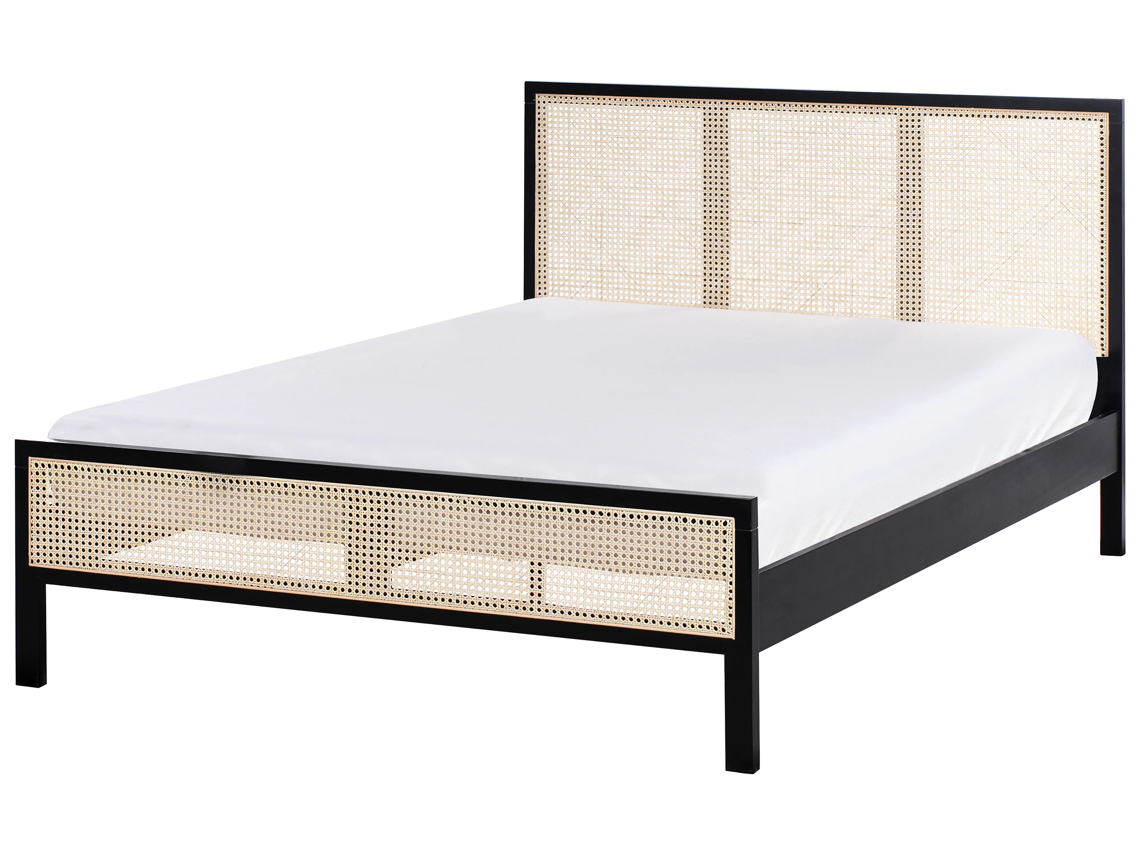 Bed Pine Wood SALERNAS 140 x 200 cm (EU Double) Black