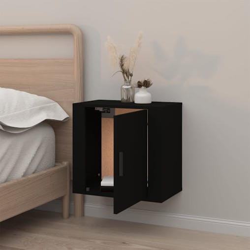 NNEVL Wall-mounted Bedside Cabinet Black 50x30x47 cm