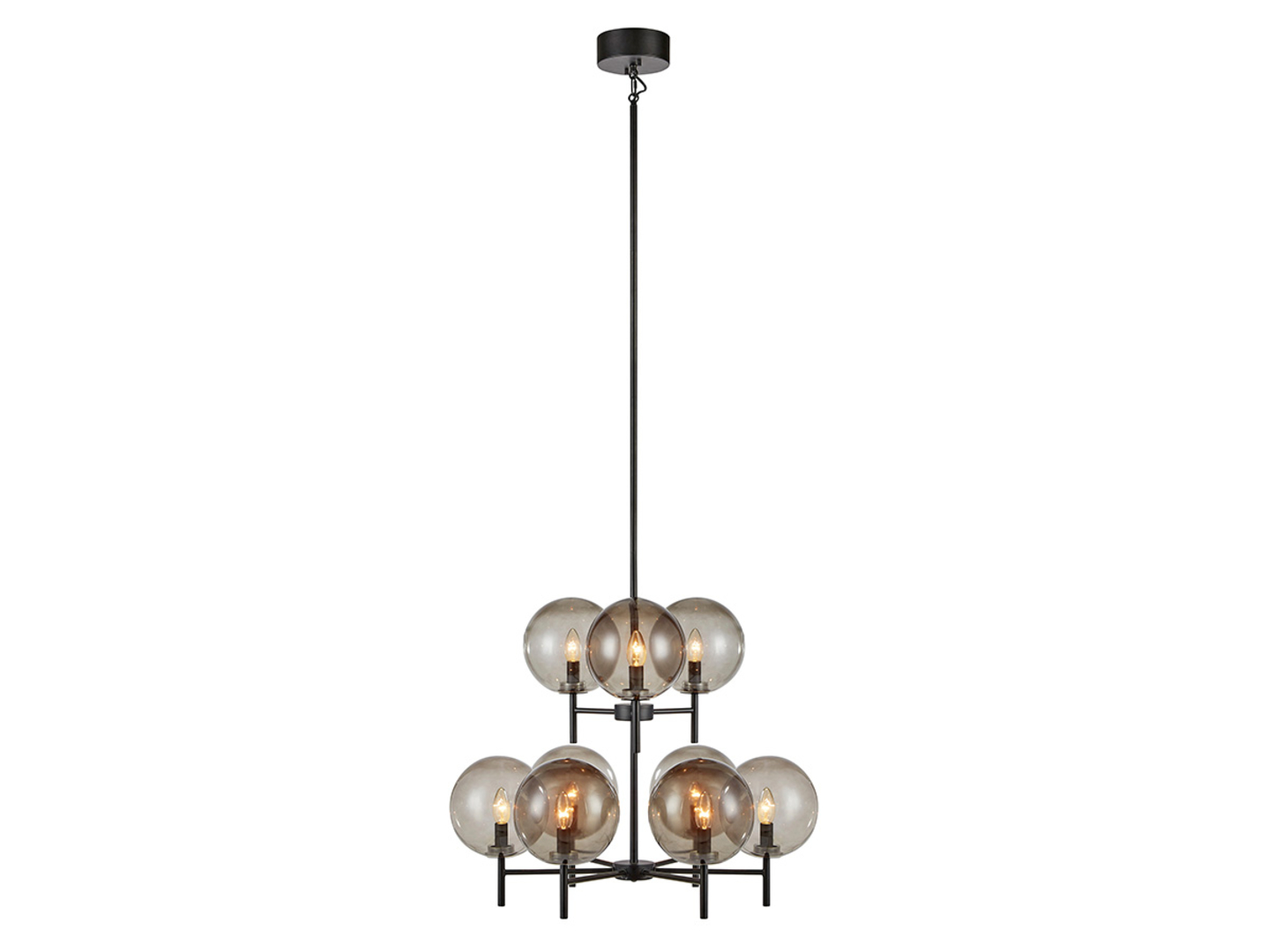 Lampa wisząca Crown 9-punktowa szklana czarna