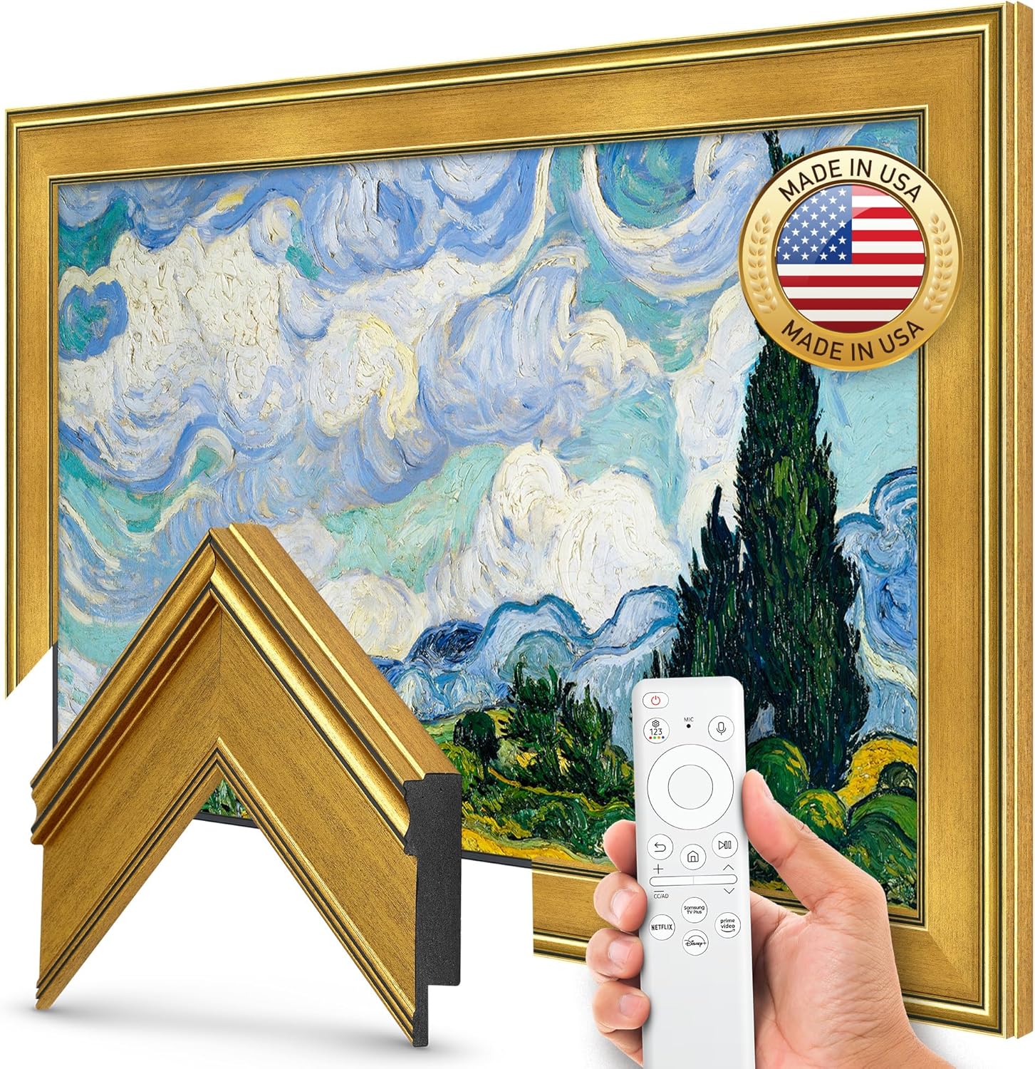 Antique Gold 65 Premiere Deco TV Frame - Compatible ONLY with Samsung The Frame TV and Pro TVs (Fits 2021-2026  LS03A  LS03B LS03C LS03D LS03FA LS03FW)