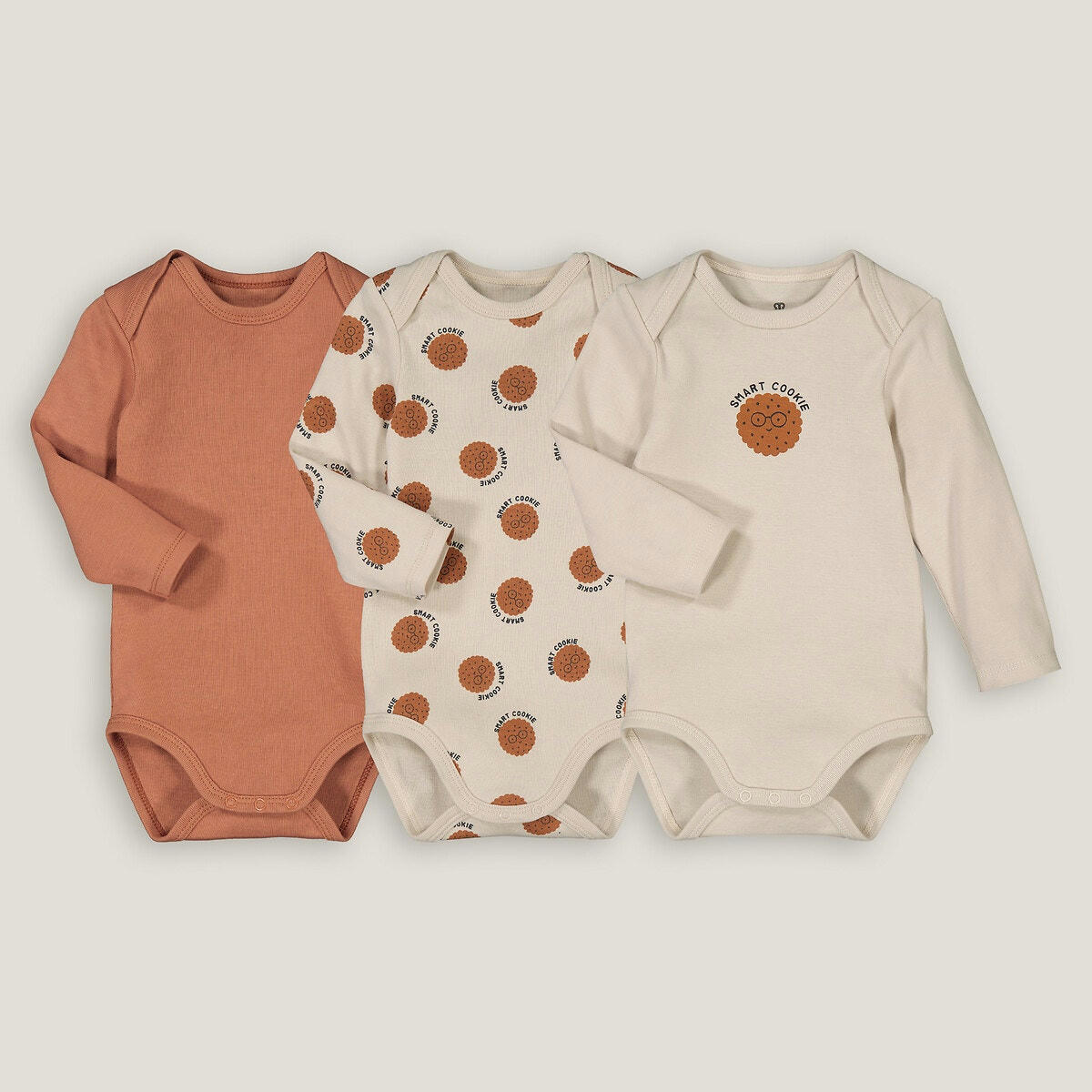 Lot de 3 bodies manches longues, thème cookies