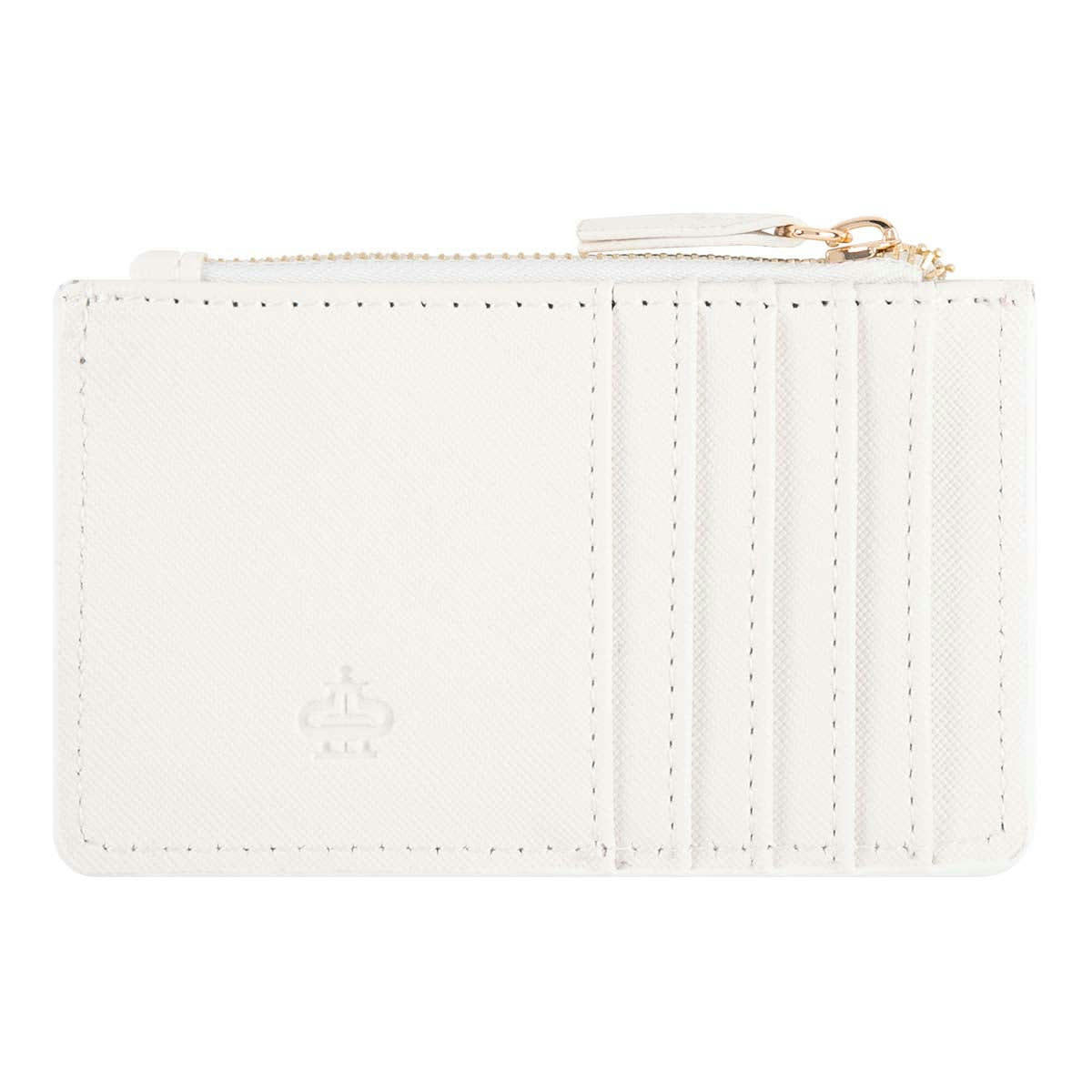 - Porte-cartes Zippé - Blanc Et Doré