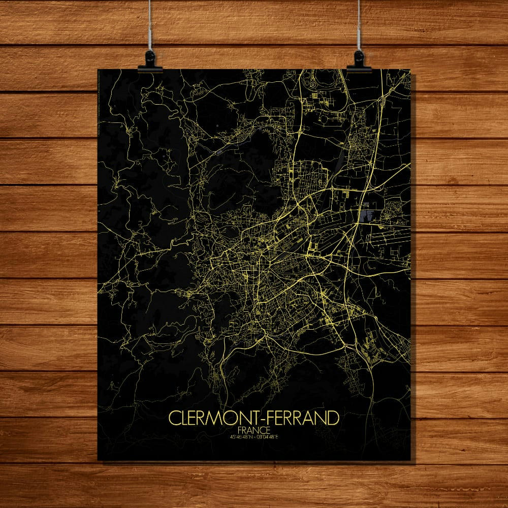 - Affiche Clermont Carte Nuit 40x50
