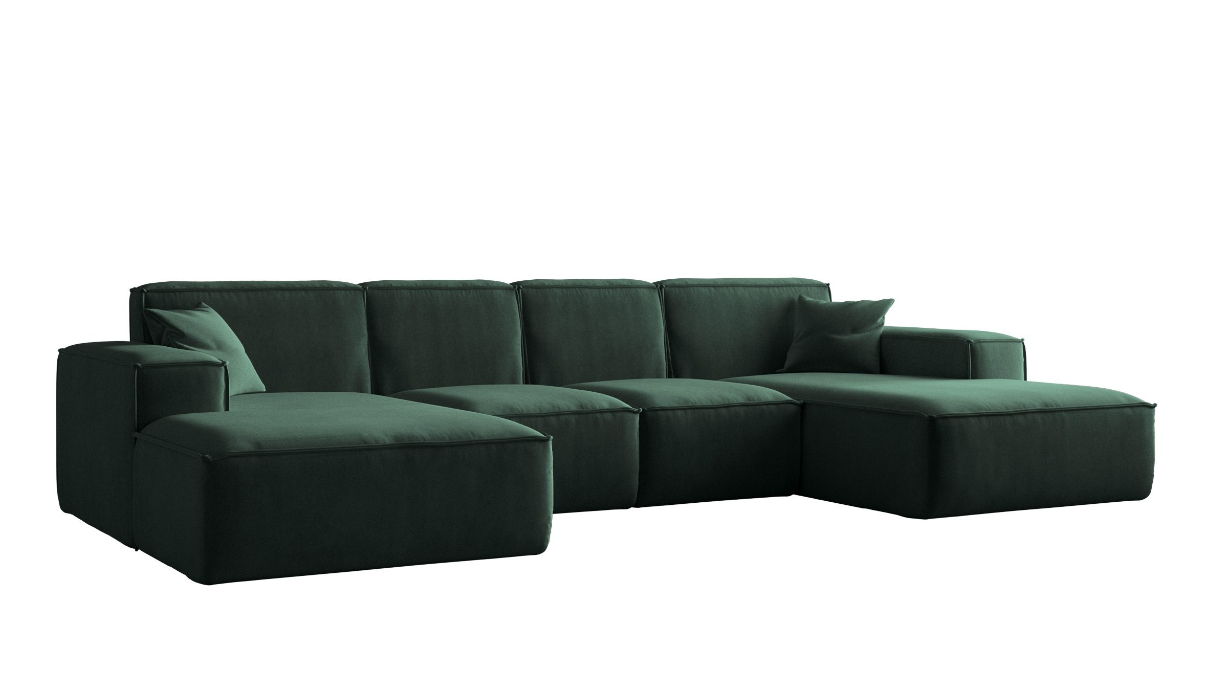 Sofa w kształcie litery U Siena, Narożnik Tkanina Salvador Zielony
