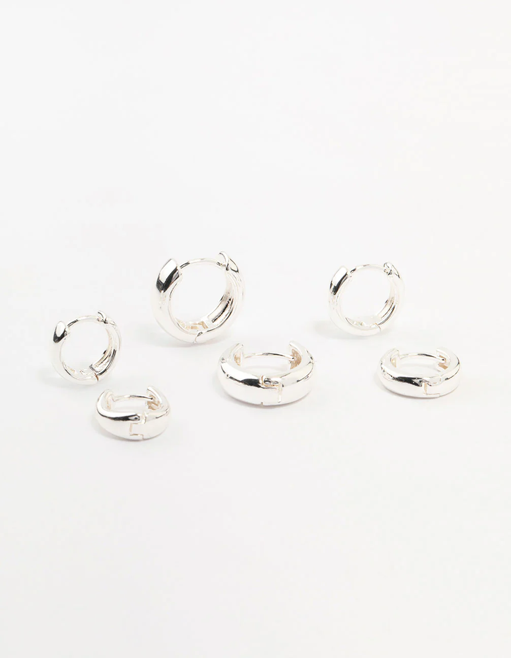 Silver Plated Brass  Graduating Hoop Earrings 3-Pack