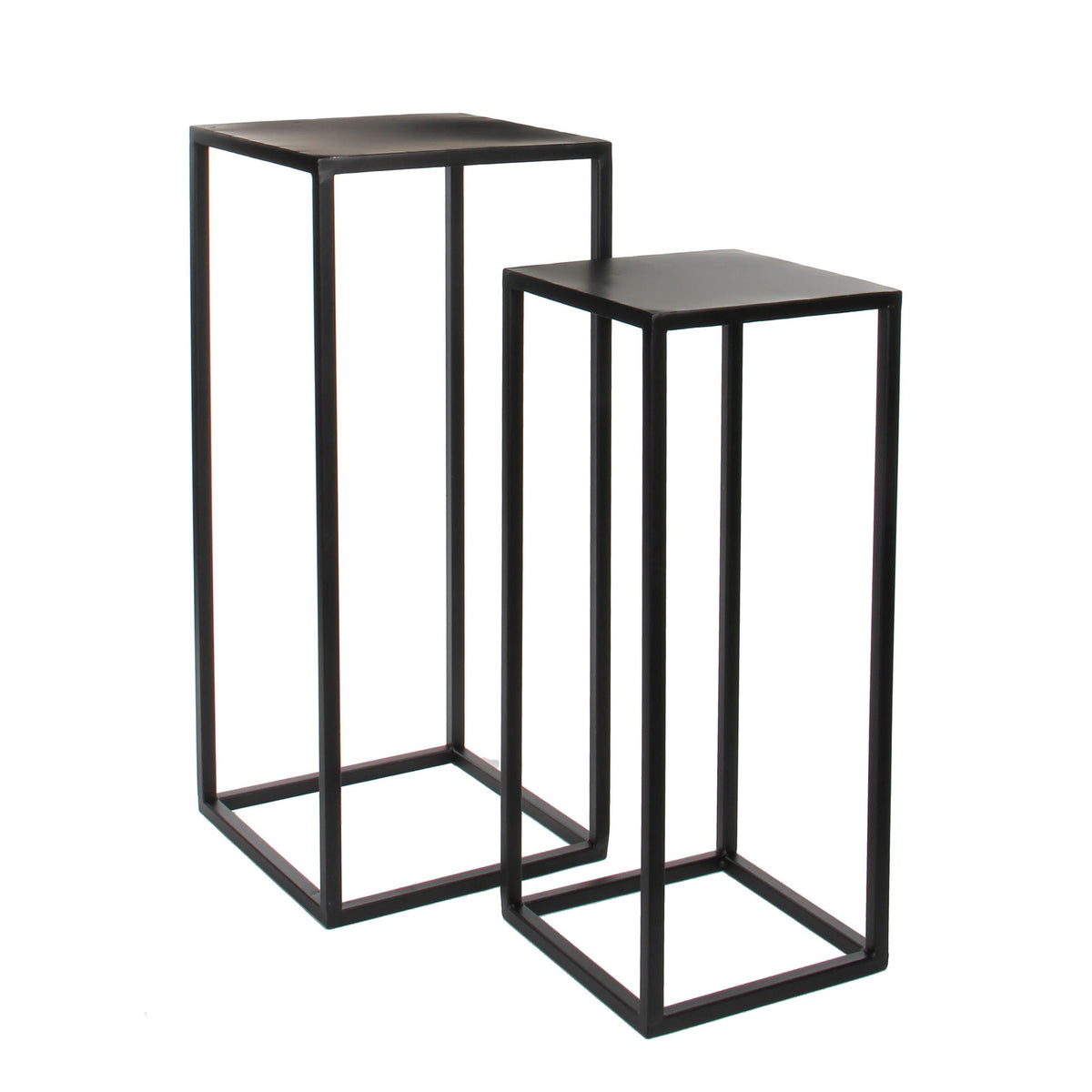 Mica Decorations Goa Bijzettafel - Set van 2 - L30 x B30 x H70 cm - Metaal - Zwart