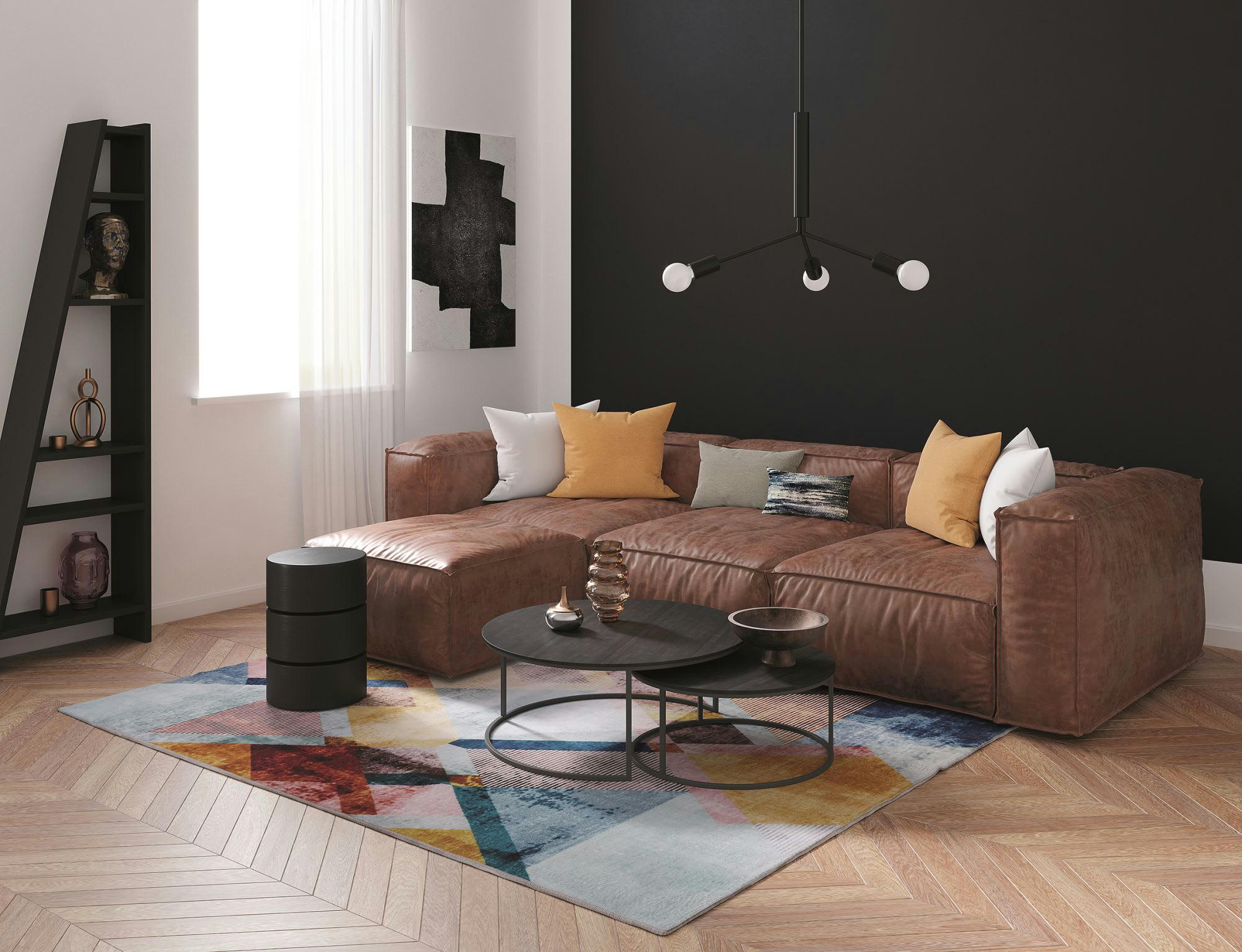 RACHELE - Tapis imprimé doux et plat multicolore 90x160 cm